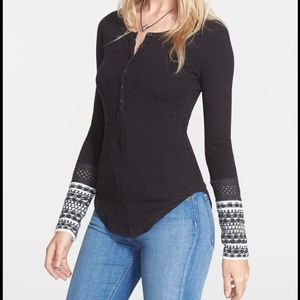 Free People Black Crochet Cuff Thermal Small